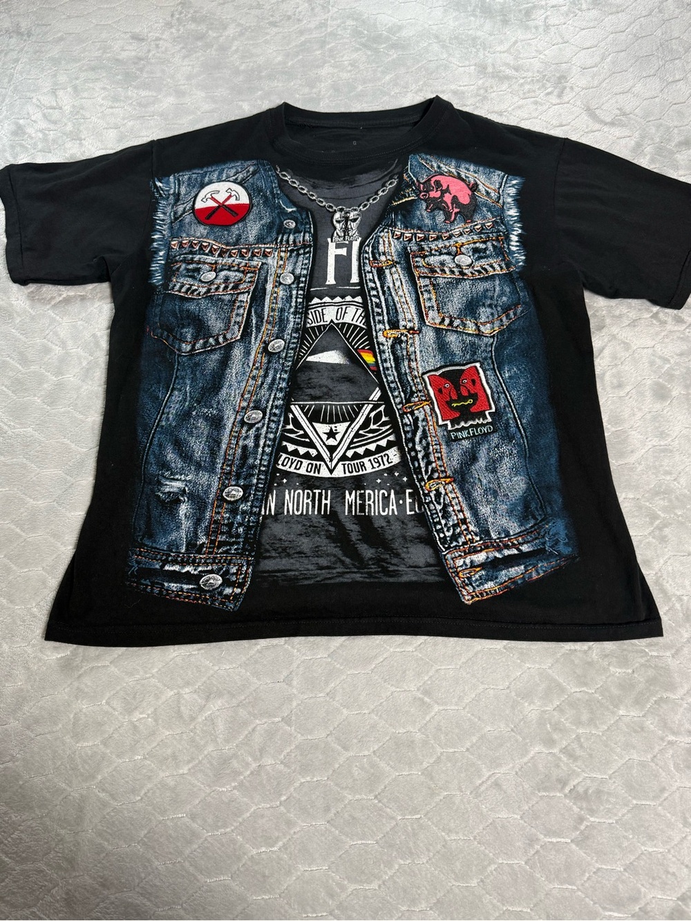 Pink Floyd Faux Battle Vest T Shirt Mens Large Black Band‎ Graphic Mexico